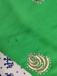 Pista Green Colour Embroidered Saree.