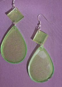 Lime Green geometric Resin handmade Earrings