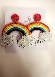 Rainbow Cloud Beaded Statement Earrings