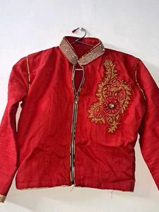 Red Embroidered Party Jacket