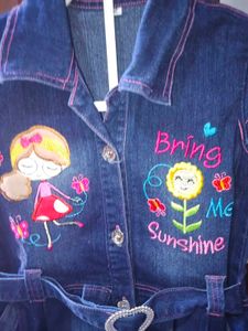 Denim Dress with Cute Embroidery