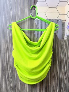 UPTOWNIE Neon Green Ruched Top