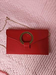 Red Clutch With Golden Chain 👜💌