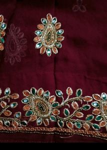 Dark Brown/Mehroom Colour Saree
