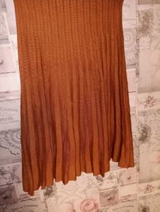 Rust Pleated Midi Skirt