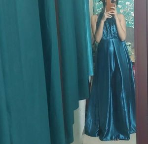 Teal Halter Maxi Dress