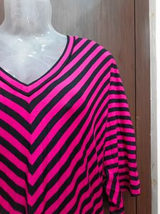 Pink And Black Stripped Top