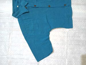 Blue Corduroy Crop Top