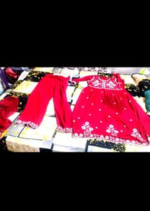 Red Embroidered Kurta Set