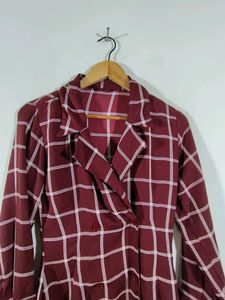 Maroon Checks Dress (Women&#39;s)
