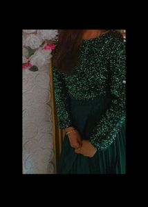Party Wear Sequin Green Crop Top
