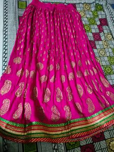 Pink &amp; Gold Lehenga Skirt