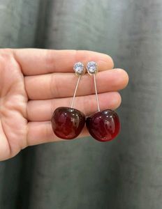 Cherry Drop Earrings And Blue &amp; White petal earrin