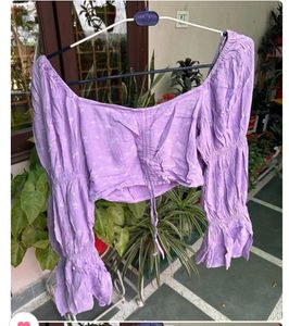 Lavender Sleeve Crop Top