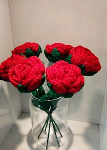 Restocked 🎉 Crochet Red Roses 🌹✨