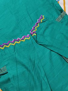 Saya Women Green Cotton Jacket Style Kurta