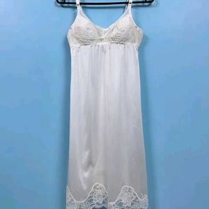 White Slip Nightdress With Lace Details