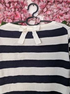 Navy Blue And White Strip Korean Style Sweater