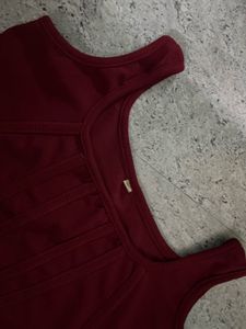 Red Corset Lycra Crepe Crop Top