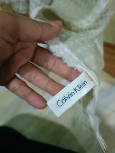 Calvin Klein Stylish Neutral Scarf with White Stri