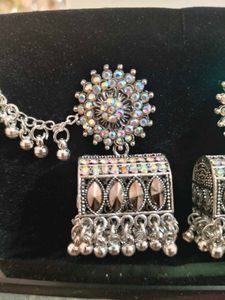 Silver Tone Jhumka Earrings