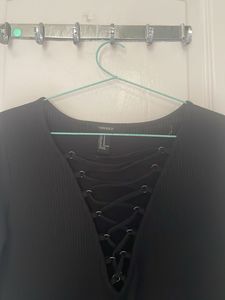 Forever 21 Black Lace-Up Dress