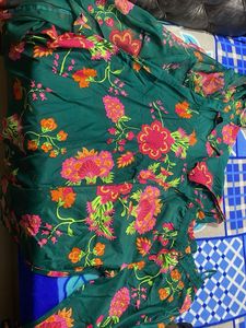 Floral Green Kurta Set with organza dupatta