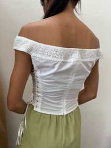 F21 White Corset Top
