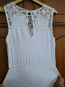 White Cotton Embroidery Dress