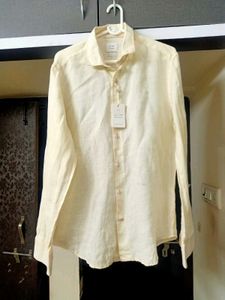 NEW RARE RABBIT lemon yellow Linen Shirt