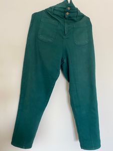 Green Regular Fit High-Rise Clean Pants