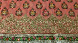 Beautiful Peach Sari With Stitch Blouse