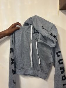 Gray Cropped Hoodie