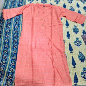 Peach Cotton Kurti