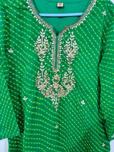 Leheriya Green Kurta
