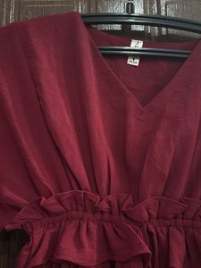 Maroon Snitched Waist Top