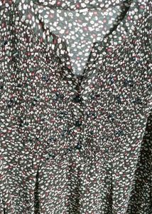 Brown Floral Print Peasant Blouse (Woman)