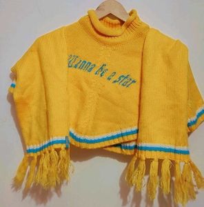 Gold Winter Shrug With Cap Muffler For 7- 8 Year