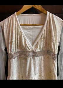White dress with golden work