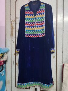 Elegant blue velvet kurta