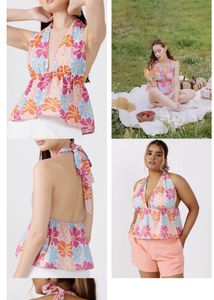 Floral Pastel Halter Tie Up🌸🍉