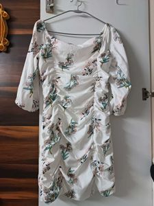 Floral Off-Shoulder Ruched Dress