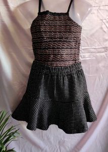 Black Dotted Mini Skirt