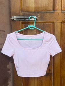 Baby Pink Padded Backless Crop Top