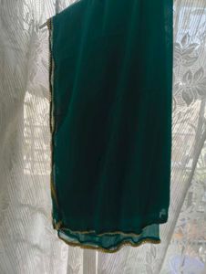 Peacock Green Anarkali Dress w Gold Metallic Yo