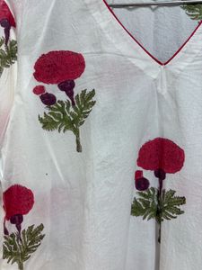 White Block Print Kurta