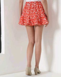 Floral Print Ruffle Mini Skirt