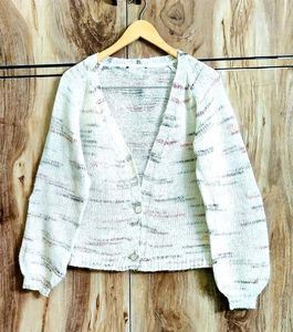 Soft Wool Off White Cardigan Size-40