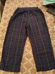 Plaid Wide Leg cots wool PJ