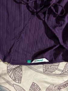 Purple Tie-Up Sleeve Corset Top